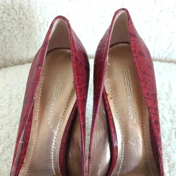 BCBGeneration "Tina" Red Croc Patent Leather Stiletto Pumps - Picture 5 of 8